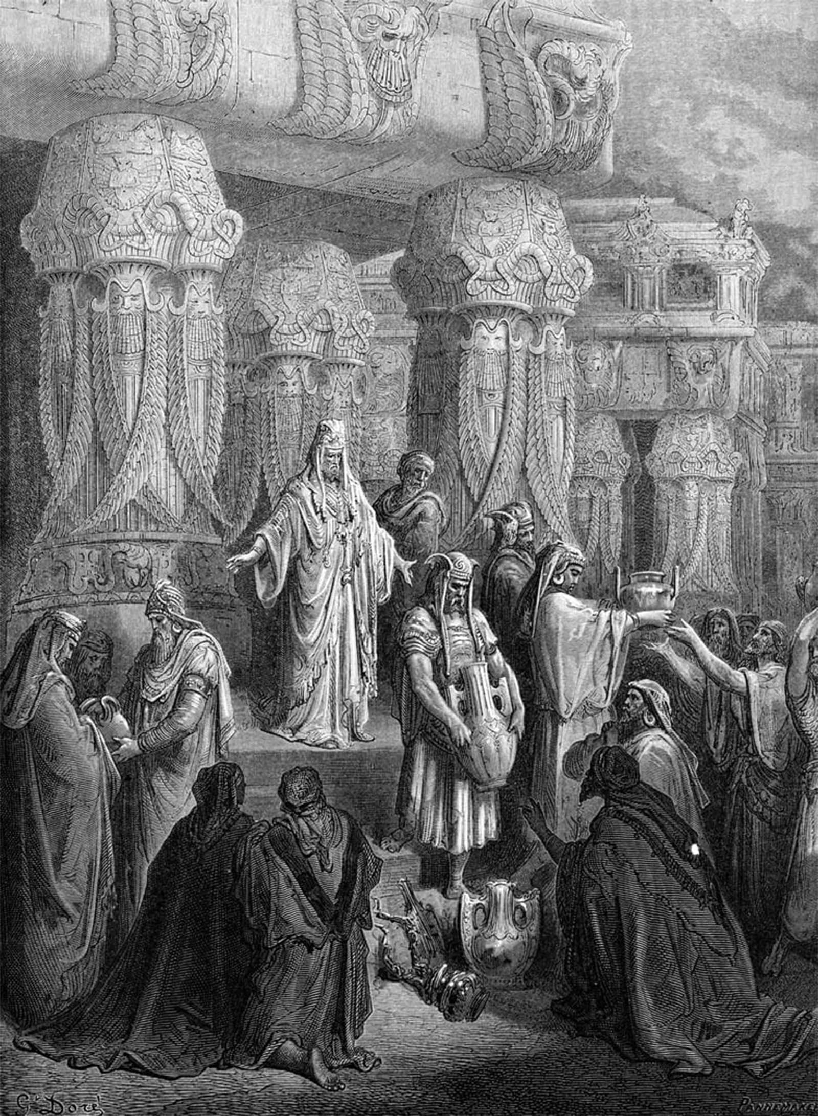 ARTXLXXBN Famous Prints Artwork Pictures Poster Painting Art Cyrus Restores the Vessels to the Temple by Gustave Dore Artwork Landscape Pictures for Home Decor 60x90cm