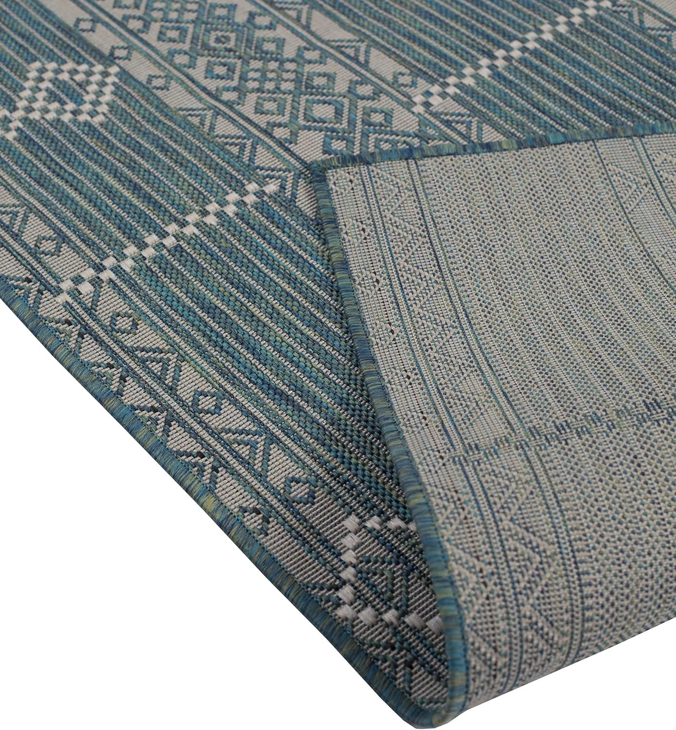 Ocean Hues Geometric Outdoor Rug 5'3"x7'6" Synthetic Easy Care