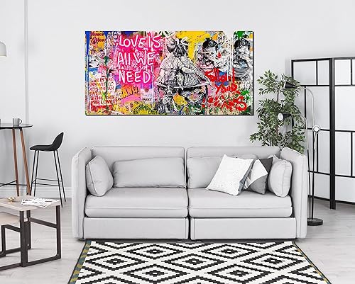 Miniatura 93 de JKWALL77 Arte de pared de graffiti – Decoración de pared de arte abstracto grande – Arte de pared en lienzo para sala de estar, listo para colgar