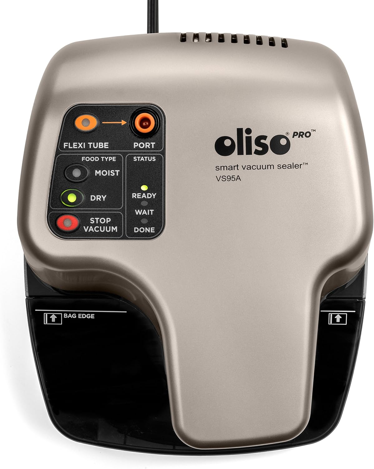 Top view of Oliso Pro Smart Vacuum Sealer with control panel