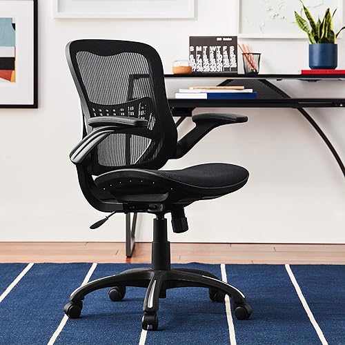 Miniatura 2 de Silla de invitados Space Seating con asiento acolchado de piel ecológica, respaldo transpirable en color negro, brazos fijos y soporte lumbar, Tela,