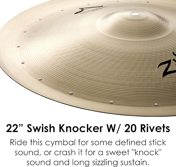 Zildjian A0315 22 A Swish Knocker Cymbal with 20 Rivets