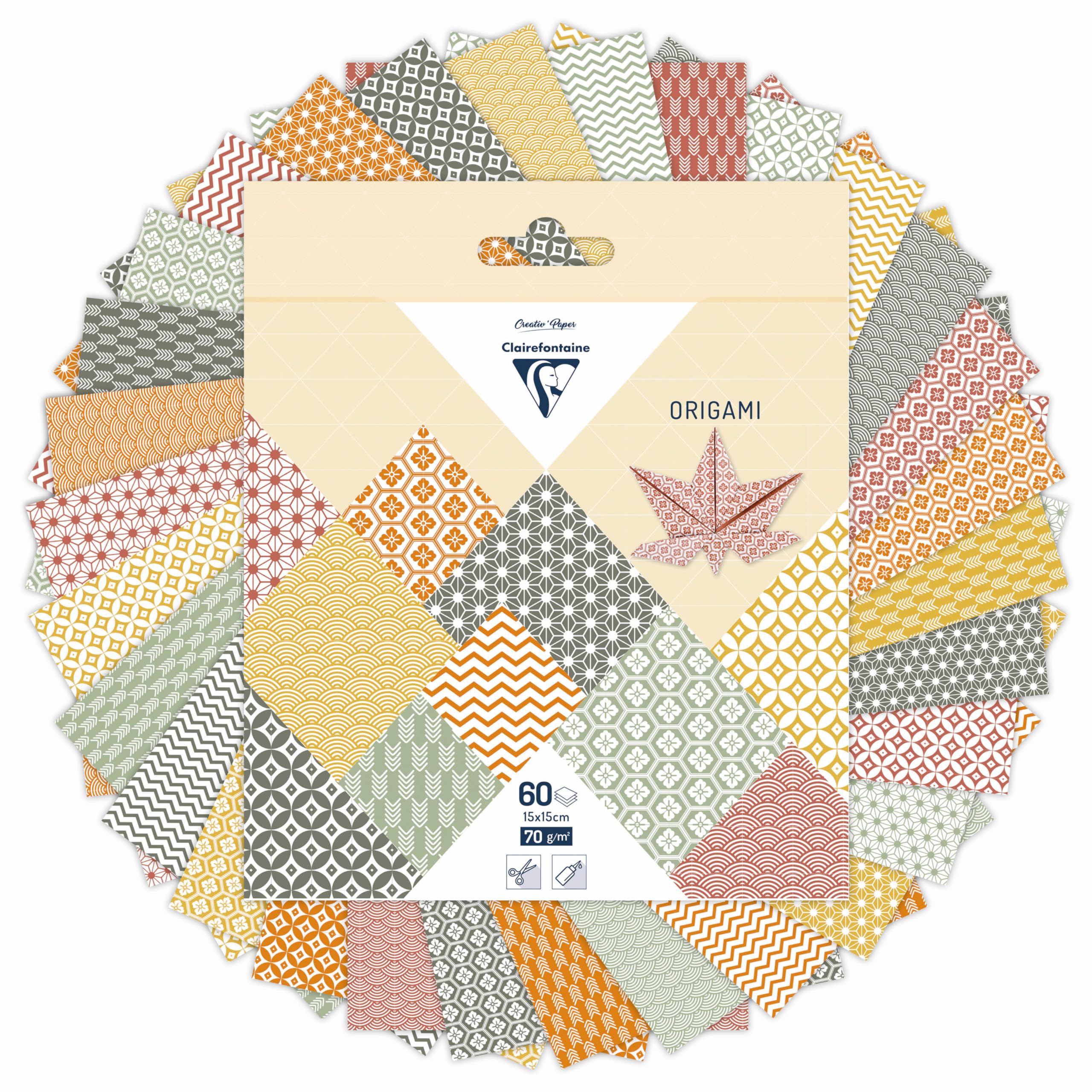 Clairefontaine PaperTouch Lot de 100 feuilles de papier origami 200 x 200 mm 80 g/m² Couleurs assorties Réf 95007C