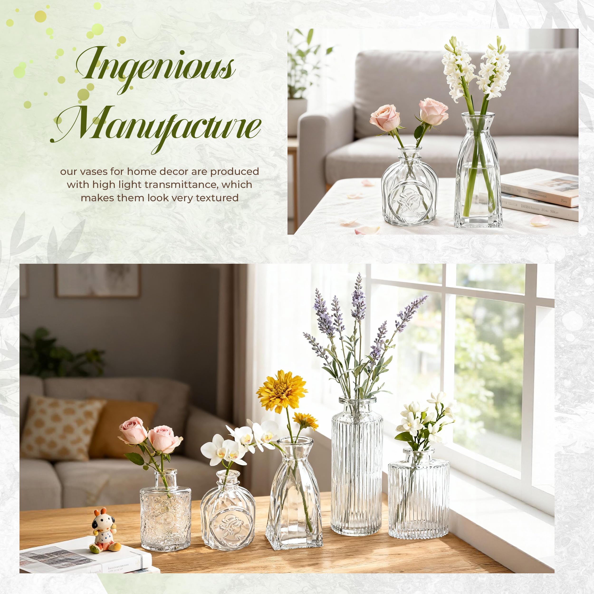 Amazon.com: Der Rose Glass Bud Vases Set of 12, Small Bud