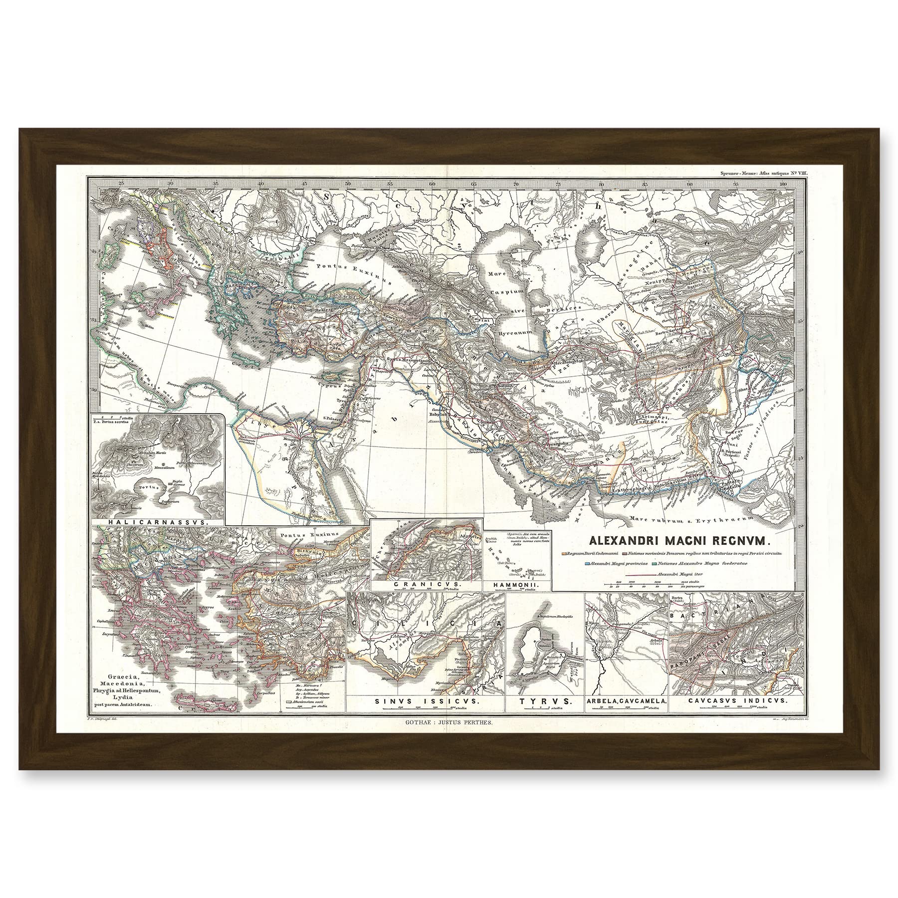 Artery8 Geography Map Illustrated Antique Empire Alexander Great Mediterranean Artwork Framed A3 Wall Art Print