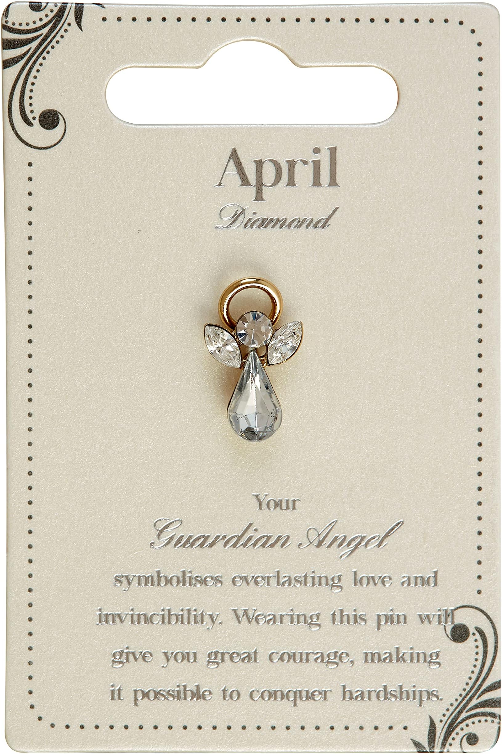 Guardian Angel April Birthstone Angel Pin With Gem Stone Sentimental Gift Idea
