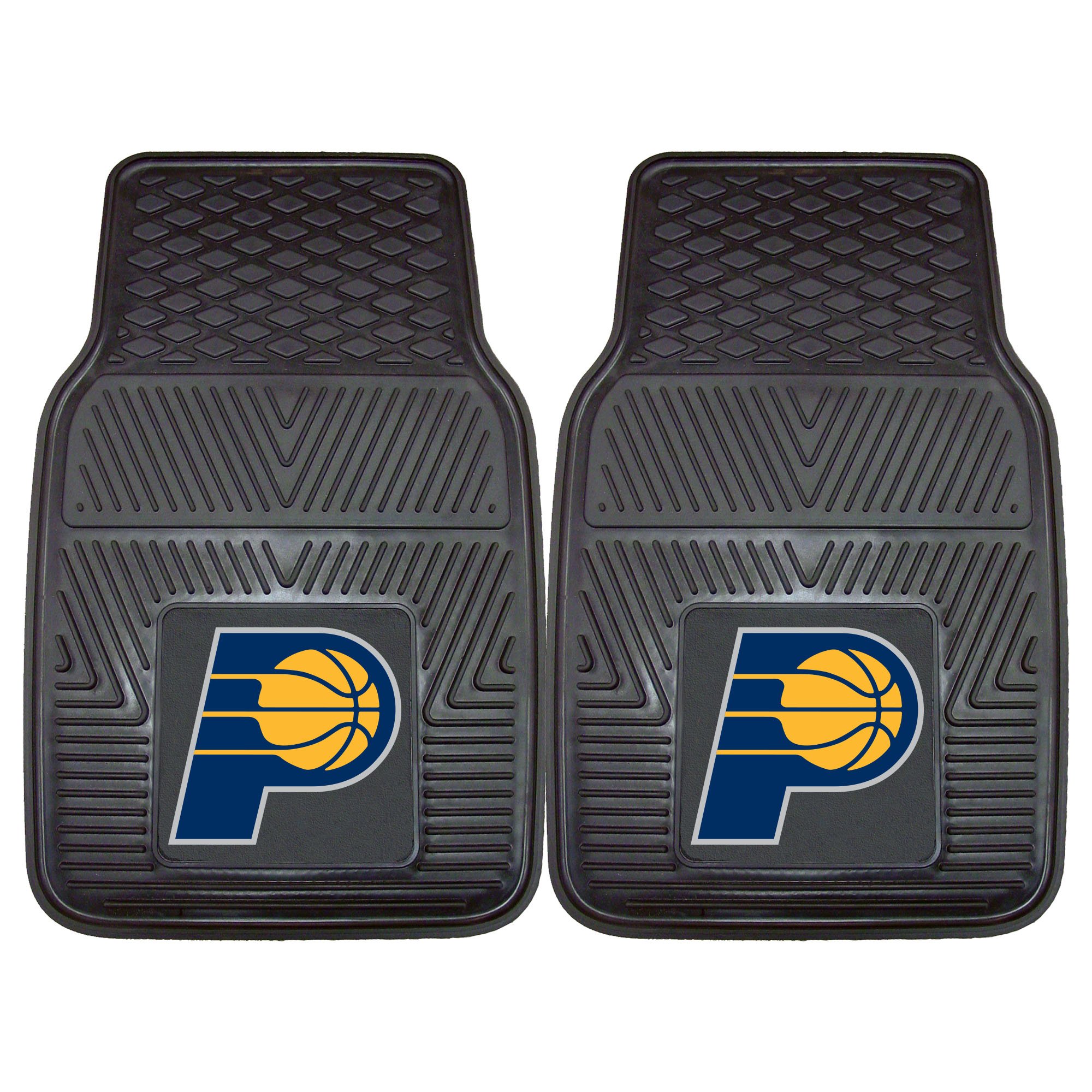 FANMATS9284 Indiana Pacers 2-Piece Heavy Duty Vinyl Car Mat Set, Front Row Floor Mats, All Weather Protection, Universal Fit, Deep Resevoir Design