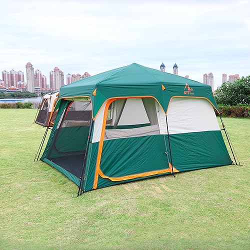 Miniatura 5 de KTT Extra Large Tent 6-10-12-14 Person(B),Family Cabin Tents,2 Rooms,3 Doors and 3 Windows with Mesh,Straight Wall,Waterproof,Double Layer,Big Tent