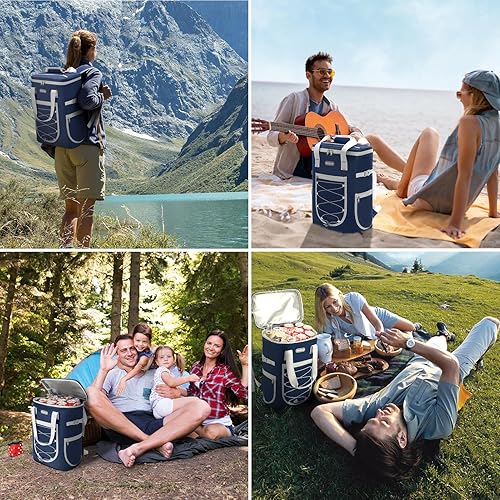 Miniatura 3 de Mochila enfriadora, 36 latas, aislada, a prueba de fugas, impermeable, suave, hielera para acampar en la playa, mochila ligera de viaje para