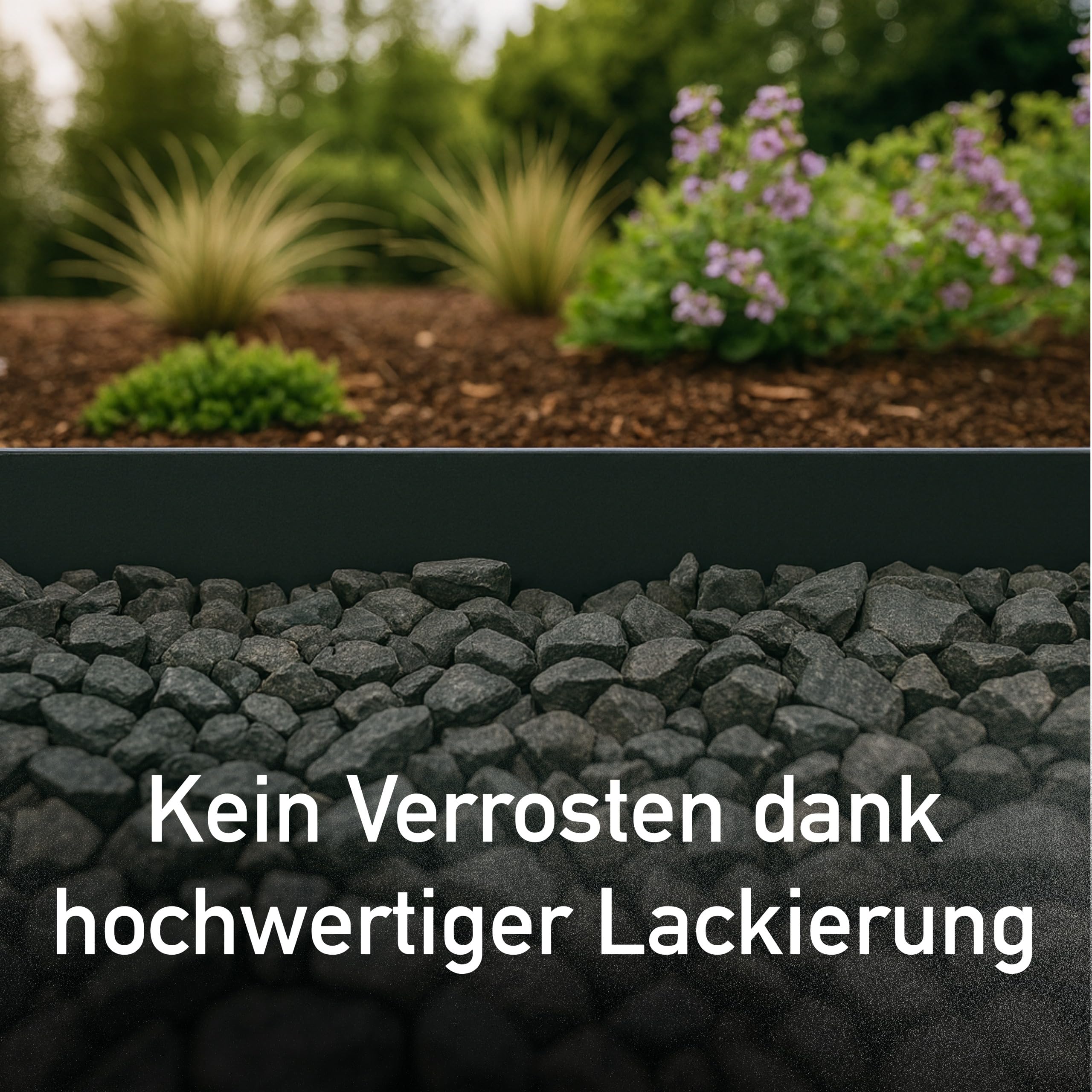 Rasenkante Metall Anthrazit 6m – Beeteinfassung Metall, Beetumrandung Stahl 16cm hoch, Rasenkanten Anthrazit, Mähkante Schwarz, Beetbegrenzung, Rasenbegrenzung
