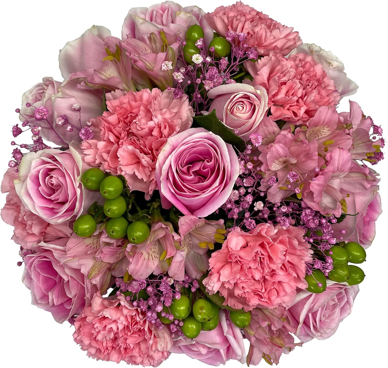 Tickled Pink in Wooden Vase | Pink, Green Aquabloom Arrangement | Arabella Bouquets | Real Fresh Flowers for Delivery, Gift for Birthday, Congratulations, Anniversary, Thank You, Romance