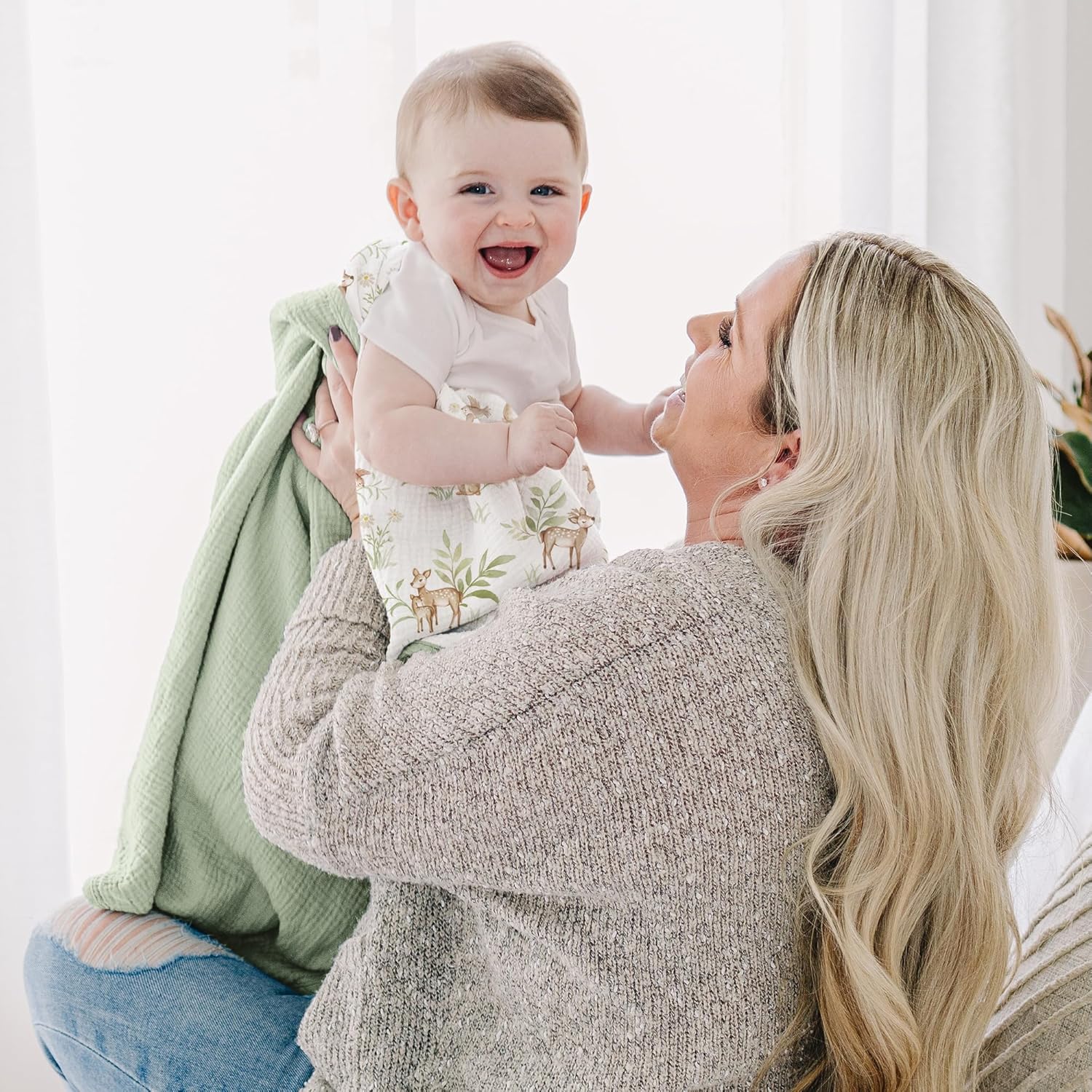 Konssy Muslin Baby Blankets for Girls Boys, 100% Cotton Crib Blanket for Infant Toddler, Super Soft and Lightweight Nursery Swaddling Wrap 40"x36" (Woodland) - Image 5