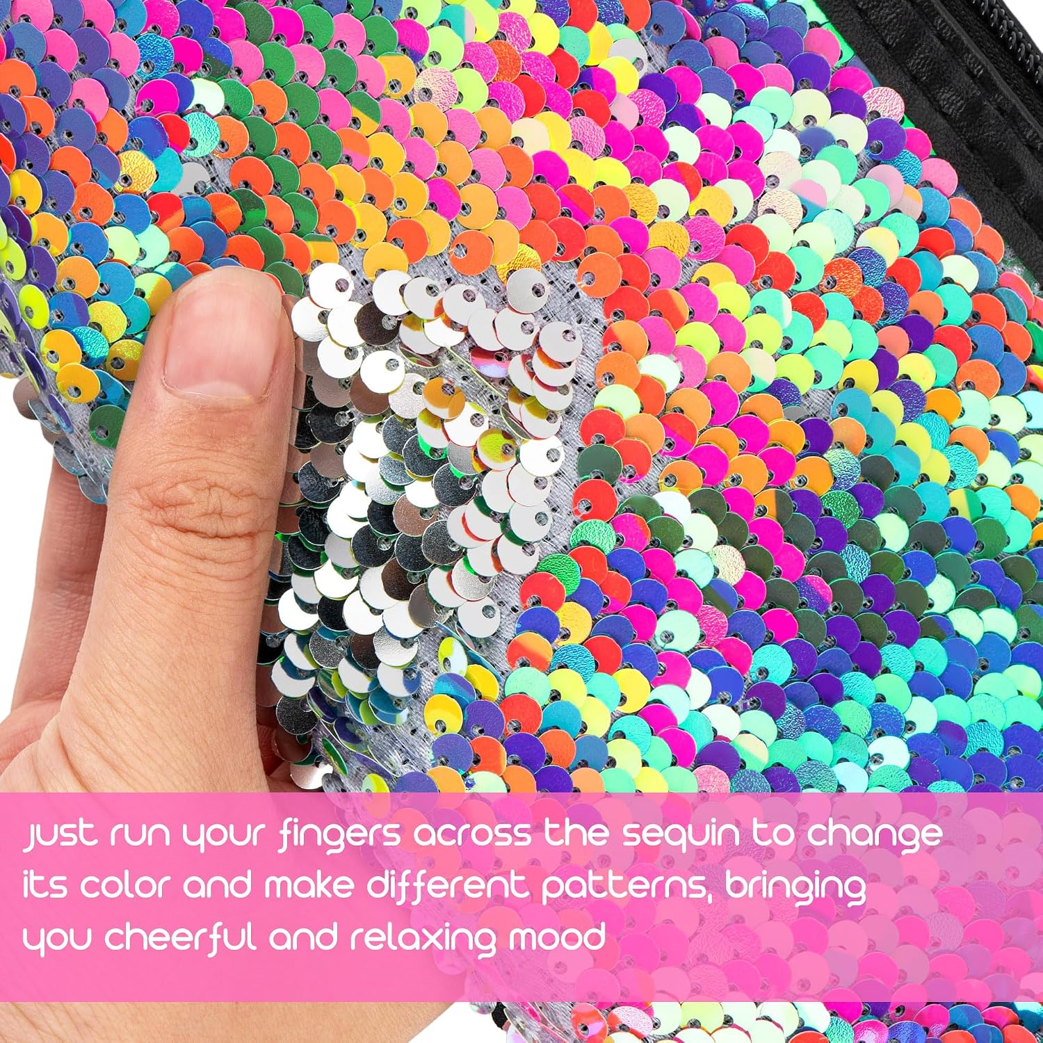 2Pcs Sequin Makeup Bags, Magic Cosmetic Bag, Iridescent Makeup Bag, Portable Pouch Travel Cosmetic Organizer, for Women Party Holiday Gifts (Gradient Multicolor) image 4
