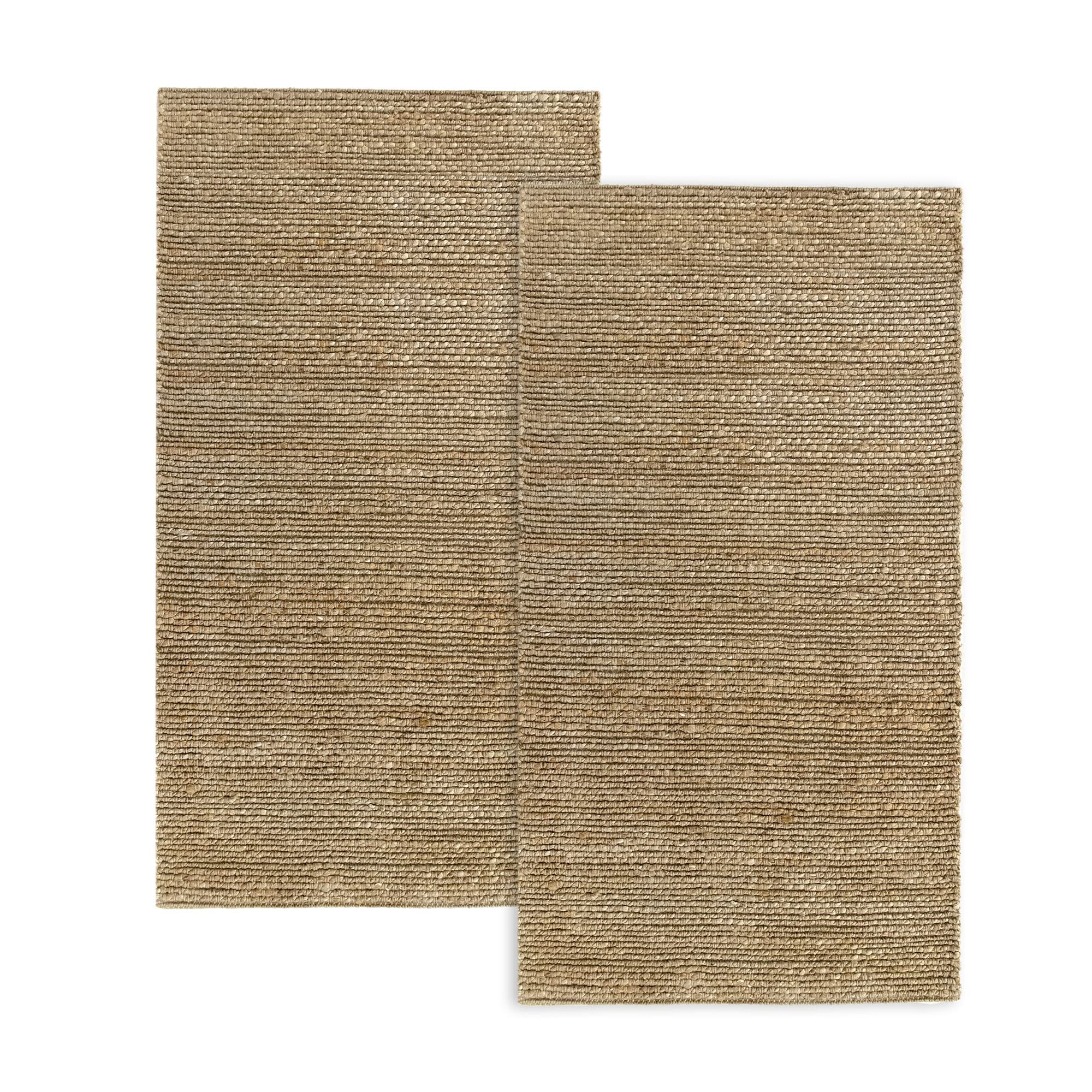 HAMID -Pack 2 Jute Giralda Rugs 150 x 80 cm, 100% Jute Fibre, Hand-Braided Carpets, Living Room, Dining Room, Bedroom, Hallways, Natural Colour (150 x 80 cm) 2 Units