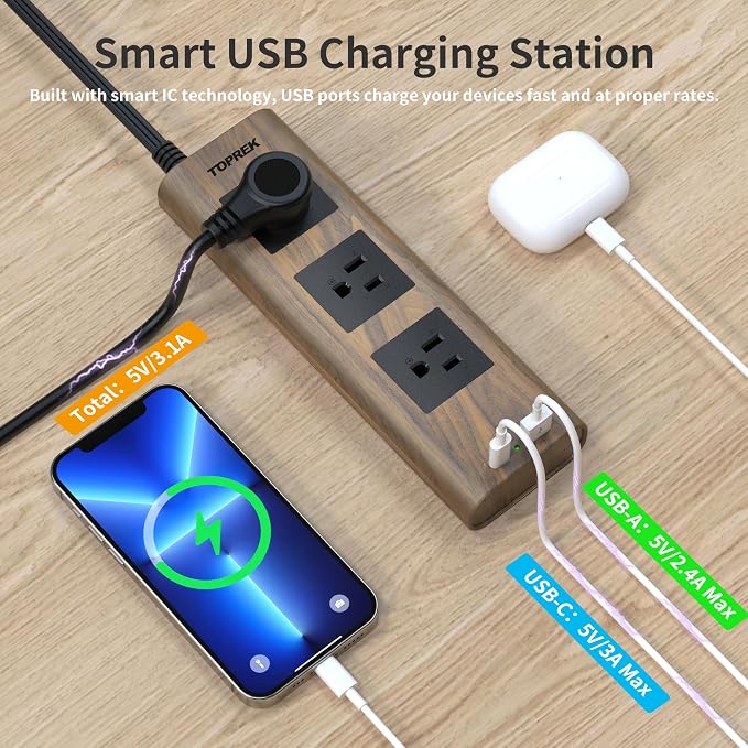 Extensión con protector de sobretensión, 3 tomas y USB miniatura 3