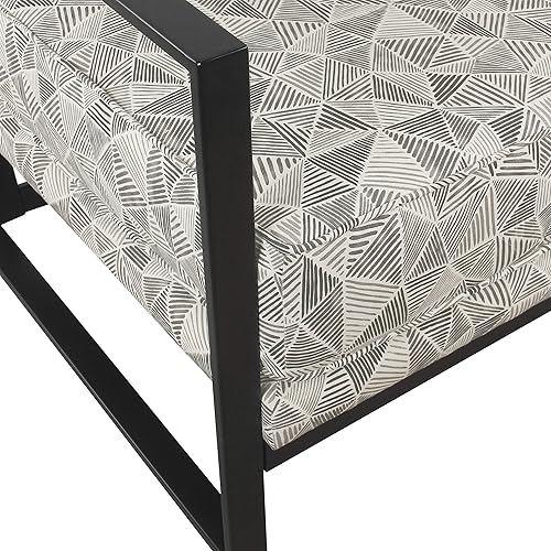 Miniatura 7 de HomePop Silla decorativa moderna con marco de metal, decoración del hogar Homepop, sillas decorativas para sala de estar y dormitorio, líneas grises