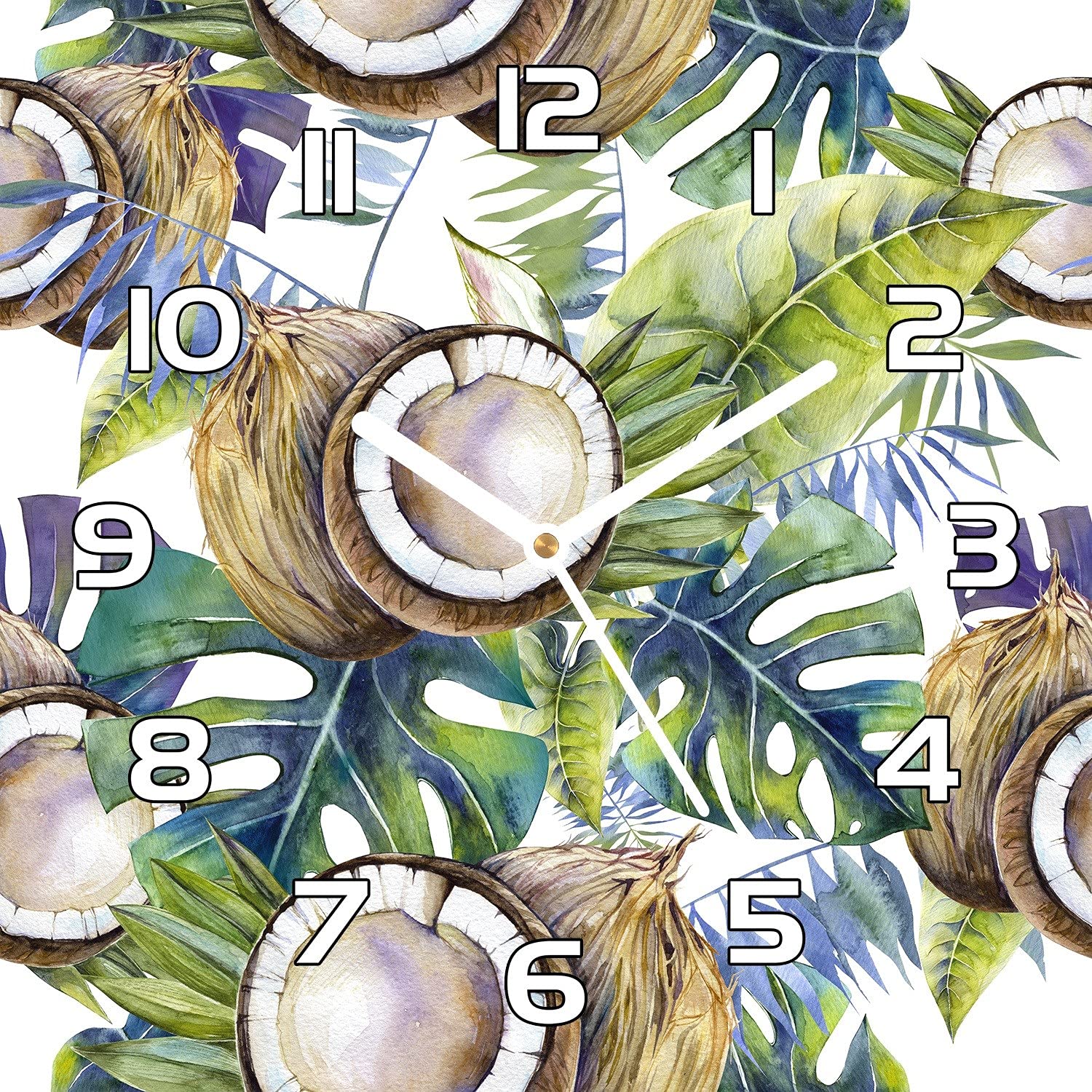 Horloge en verre moderne salon cuisine aiguilles blanches pendule murale 30x30