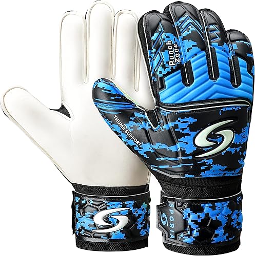 SPORIA Guantes de portero para adultos y jóvenes, guantes de portero extraíbles de 5 dedos, guantes de portero de fútbol transpirables con fuerte