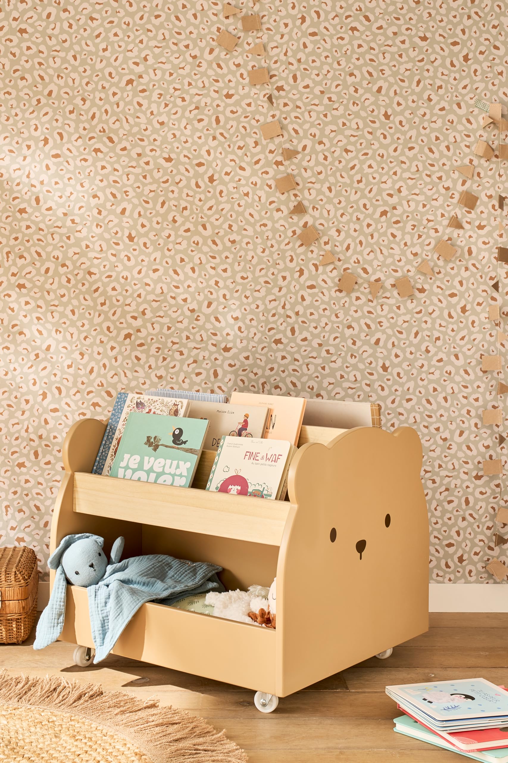 VERTBAUDET Bibliothèque enfant à roulettes OURSON moka TU