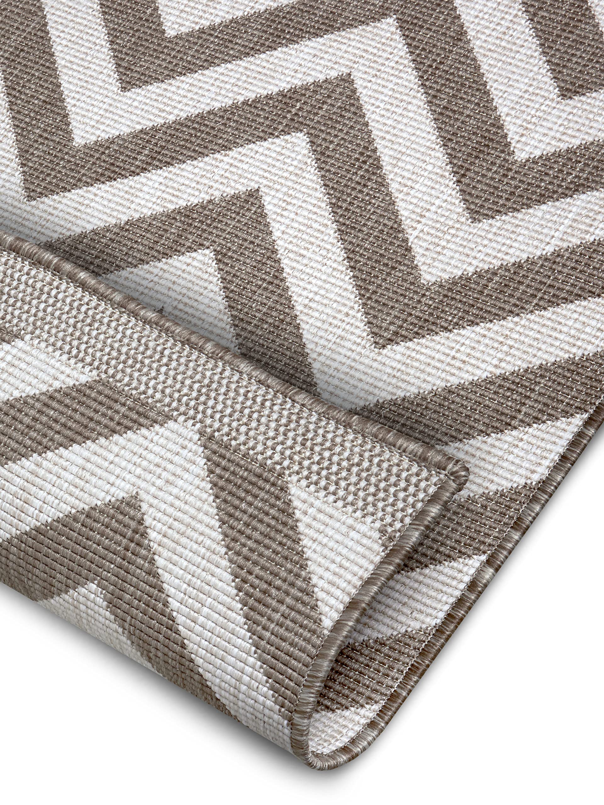 NORTHRUGS Indoor and Outdoor Rug Palma 80 x 150 cm Reversible Rug Weatherproof Modern Design Zigzag Pattern Rug for Balcony Patio Garden Conservatory Living Room Waterproof in Linen - Image 3
