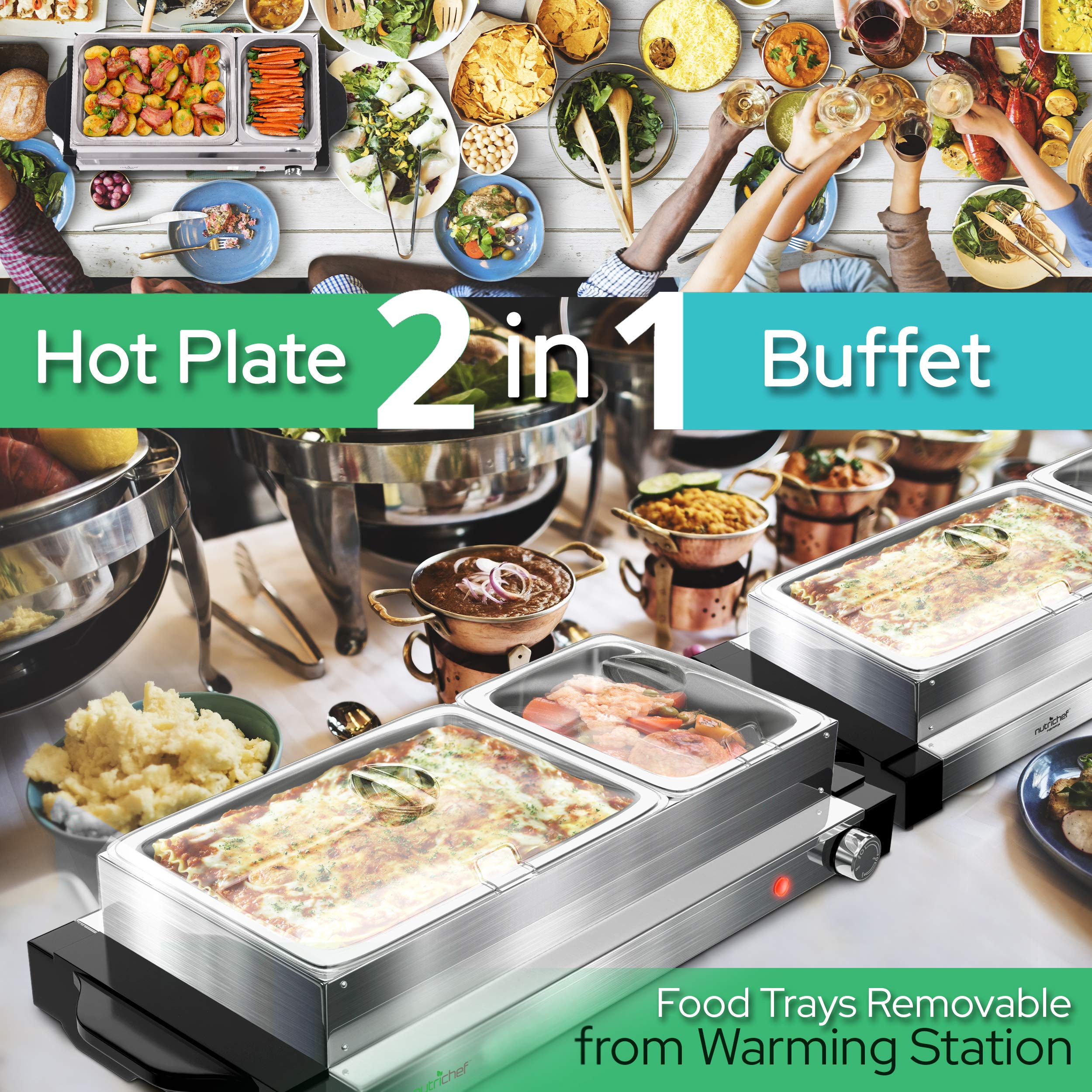 Buy Electric Hot Plate Food Warmer Dual Buffet Server Chafing Dish