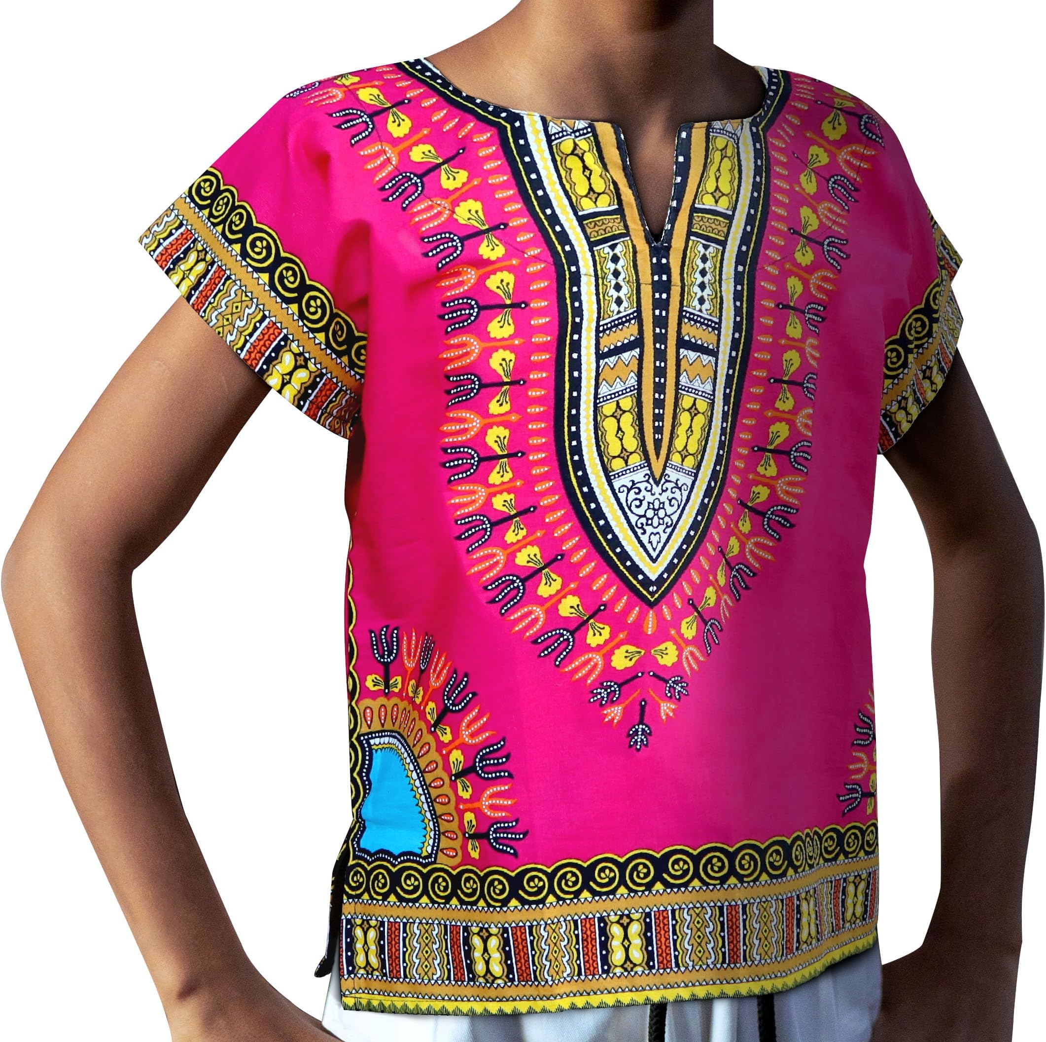 DA'IKIDashiki Cotton Childs Shirt African Tribal Kaftan Childrens Unisex Boys Girls