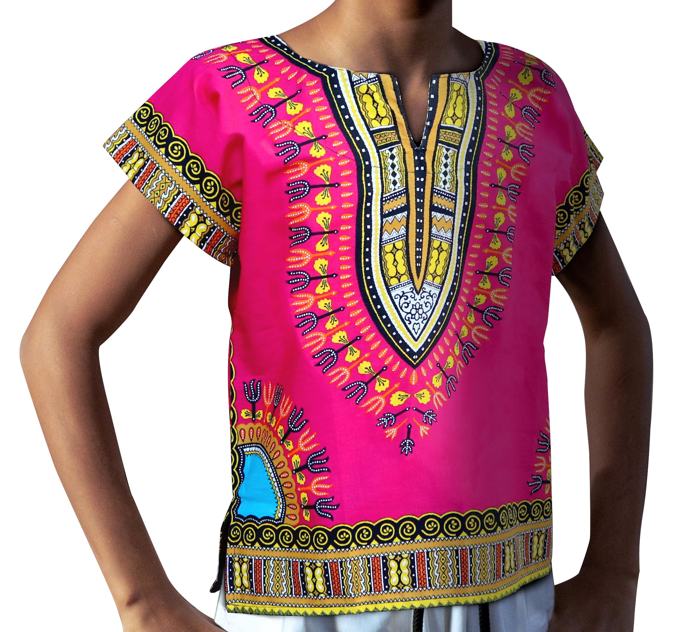 DA'IKIDashiki Cotton Childs Shirt African Tribal Kaftan Childrens Unisex Boys Girls