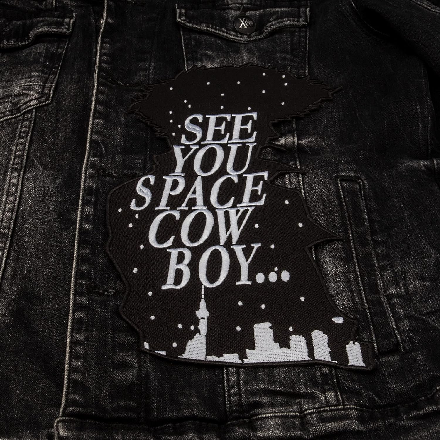 See You Space Cowboy Large Patch, Cartoon Anime Cosplay Silhouette, Iron/Sew On, 7.3 x 12.3 inches