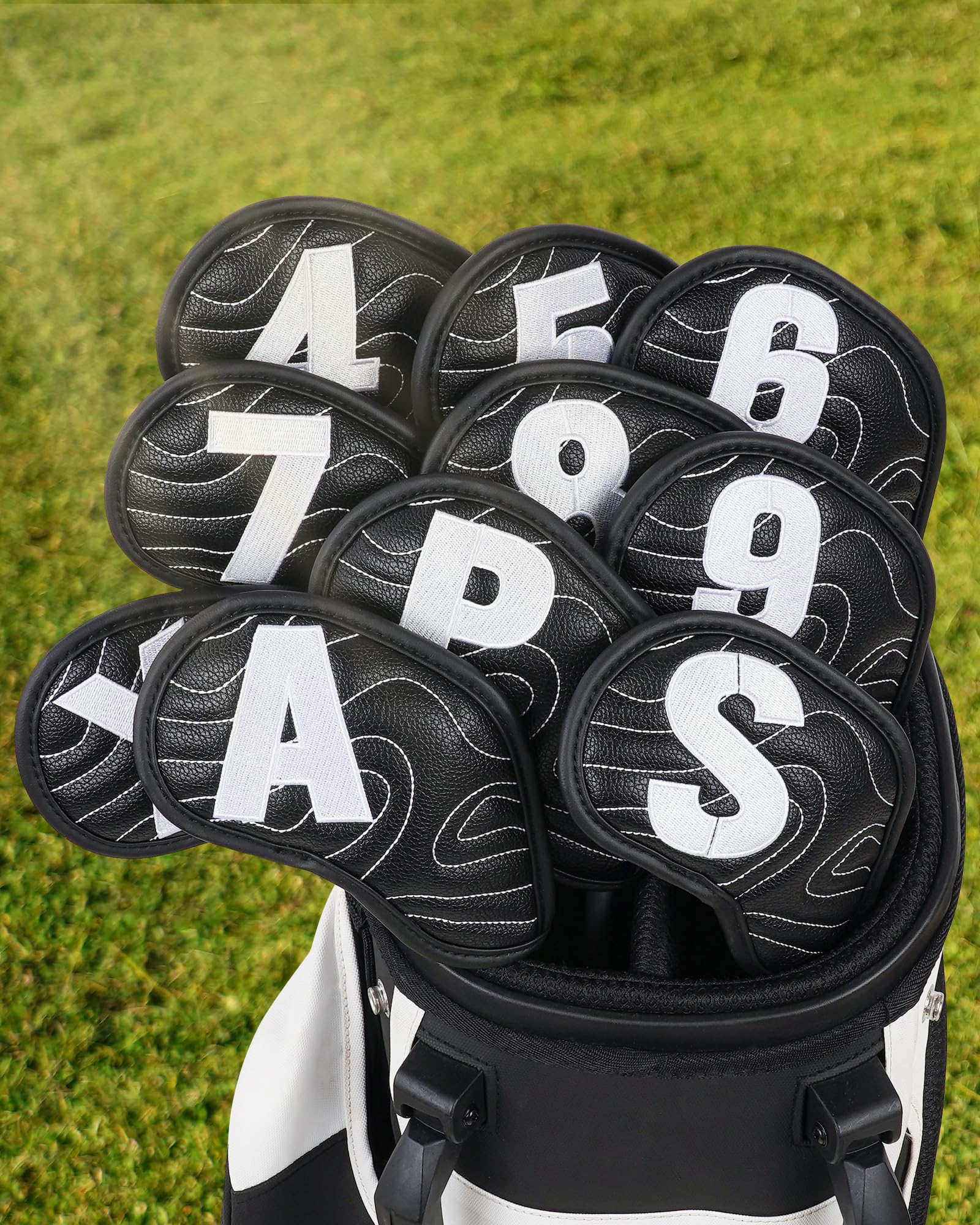 Big Teeth Golf Club Covers Driver Covers Fairway Wood Headcover Hybrid Cover Leather, Mallet Putter Covers Blade Headcovers, Golf Iron Club Head