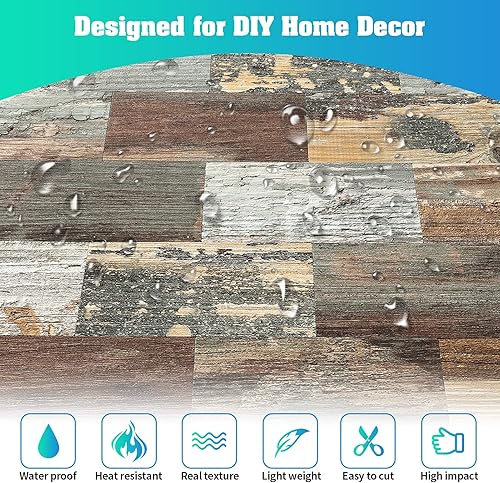 Miniatura 5 de Paquete de 10 azulejos de pared de PVC de 12 x 12 pulgadas, para despegar y pegar, para cocina, azulejos de baño, decoración de chimenea, mesa de