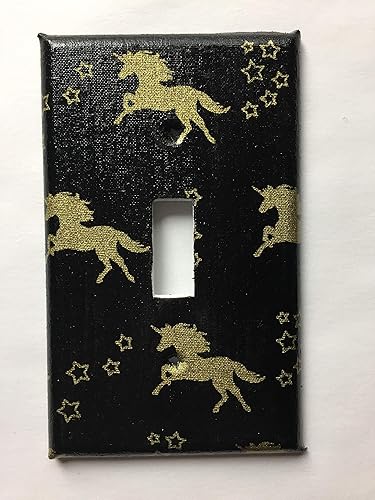 Miniatura 2 de Gold And Black Unicorn Light Switch Cover Various Sizes Offered