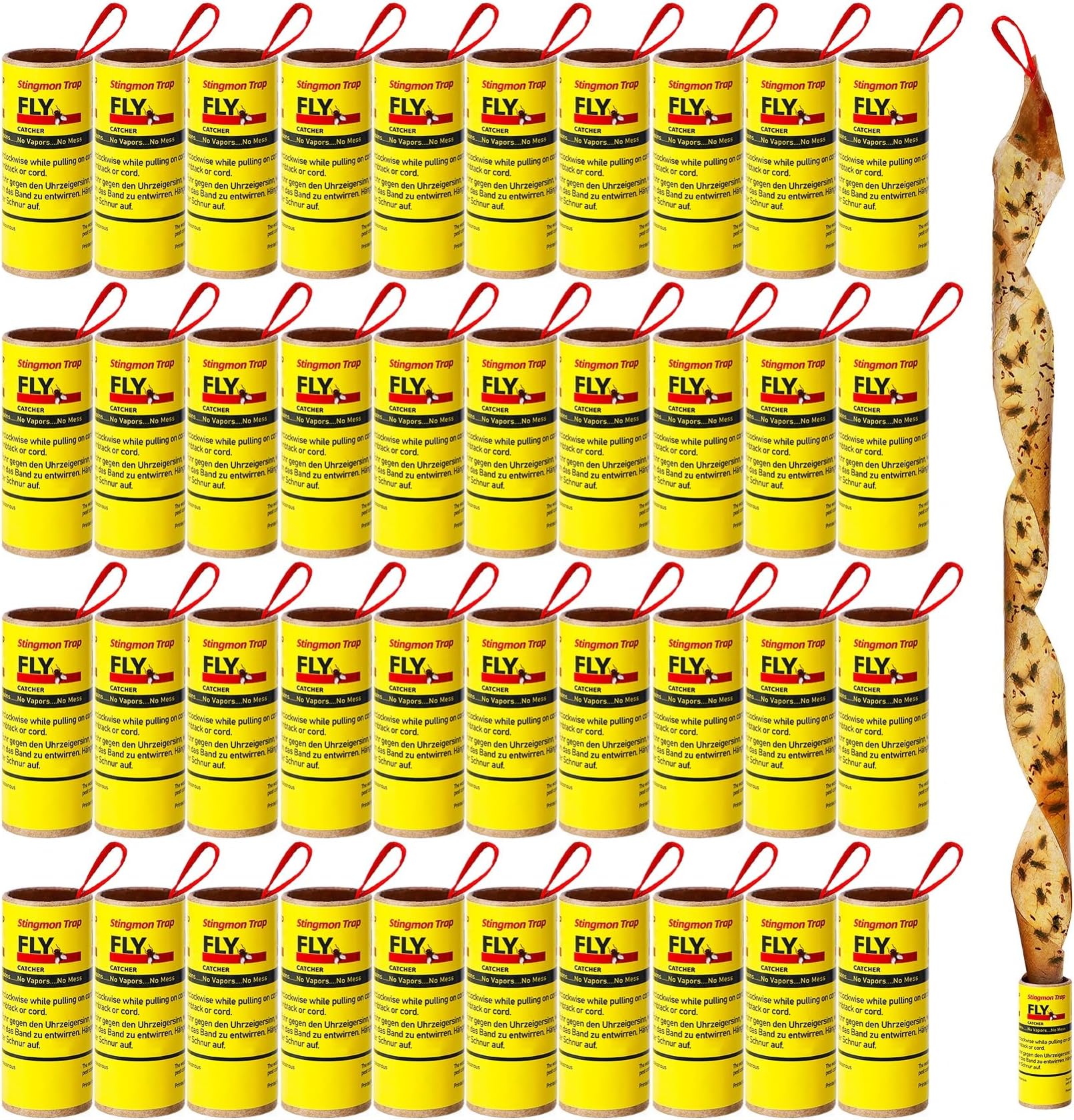 Fruit Fly Trap, 40 Pcs Sticky Fly Papers for Indoors & Outdoors - Eco-Friendly Hanging Ribbon Insect Catcher for Gnats, Mosquitoes