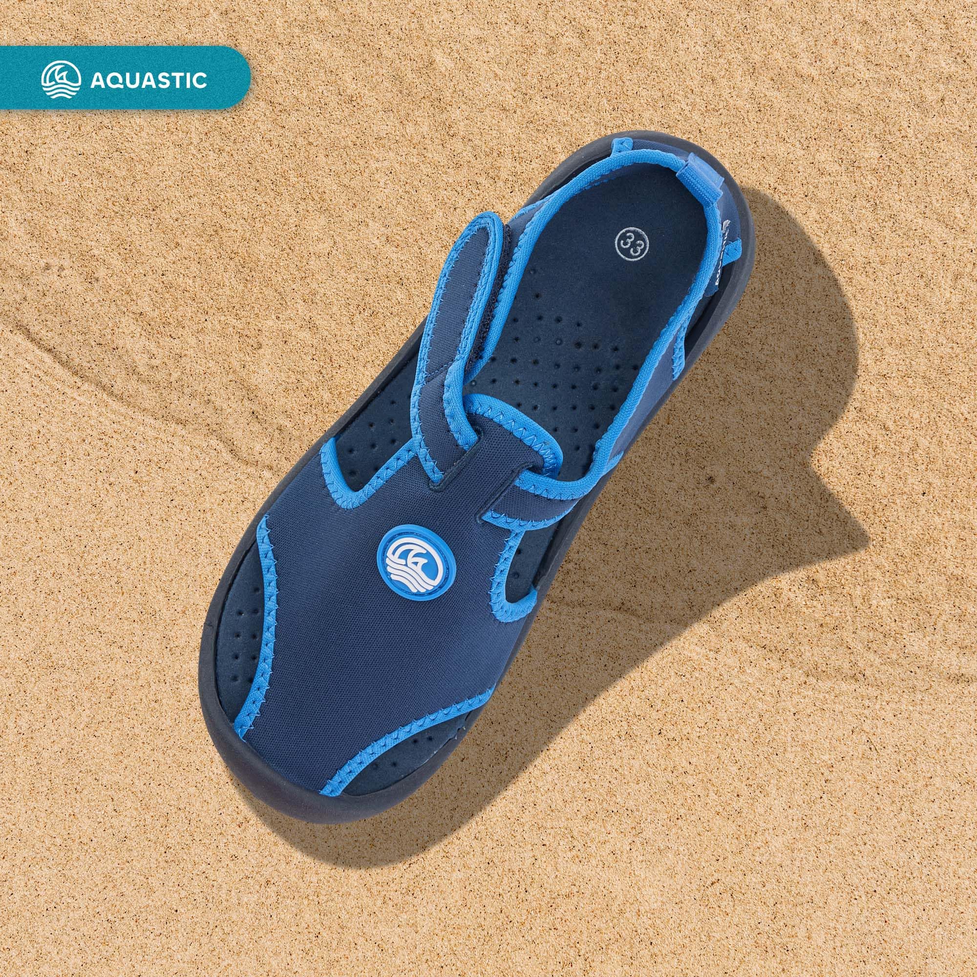 AQUASTIC Noni - Sandalias descalzas para niños, puntera ancha, suela Grippy TPR, transpirable, secado rápido, amortiguación EVA