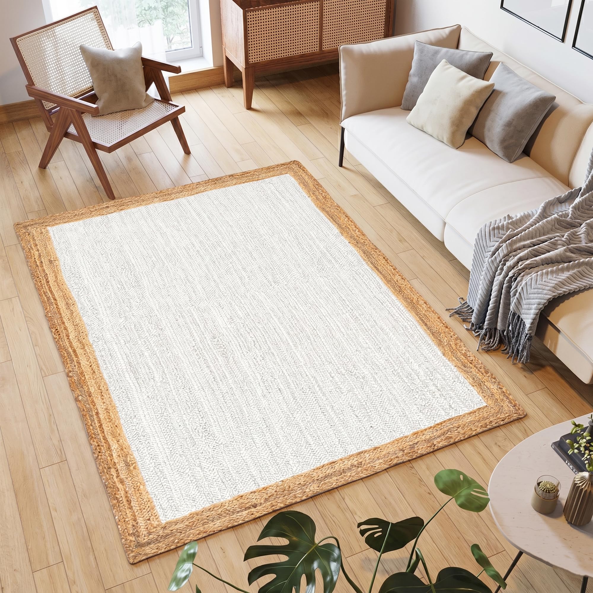 Tapis en jute naturelle tressé main : l'élégance rustique pour votre salon chic