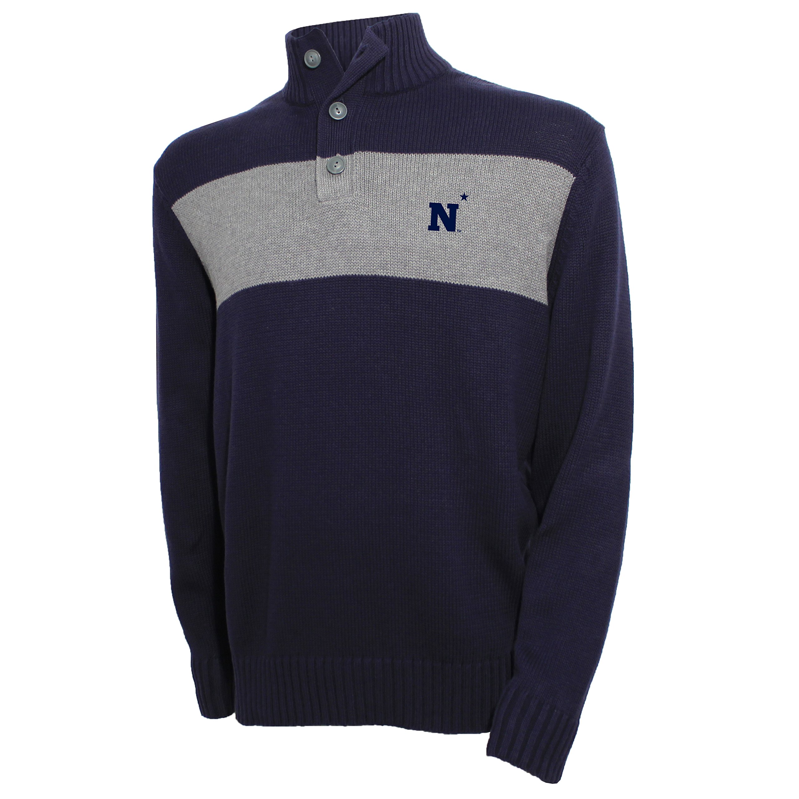 NCAA Navy Midshipmen Men's Chest Stripe Sweater, Medium, Navy/Ash