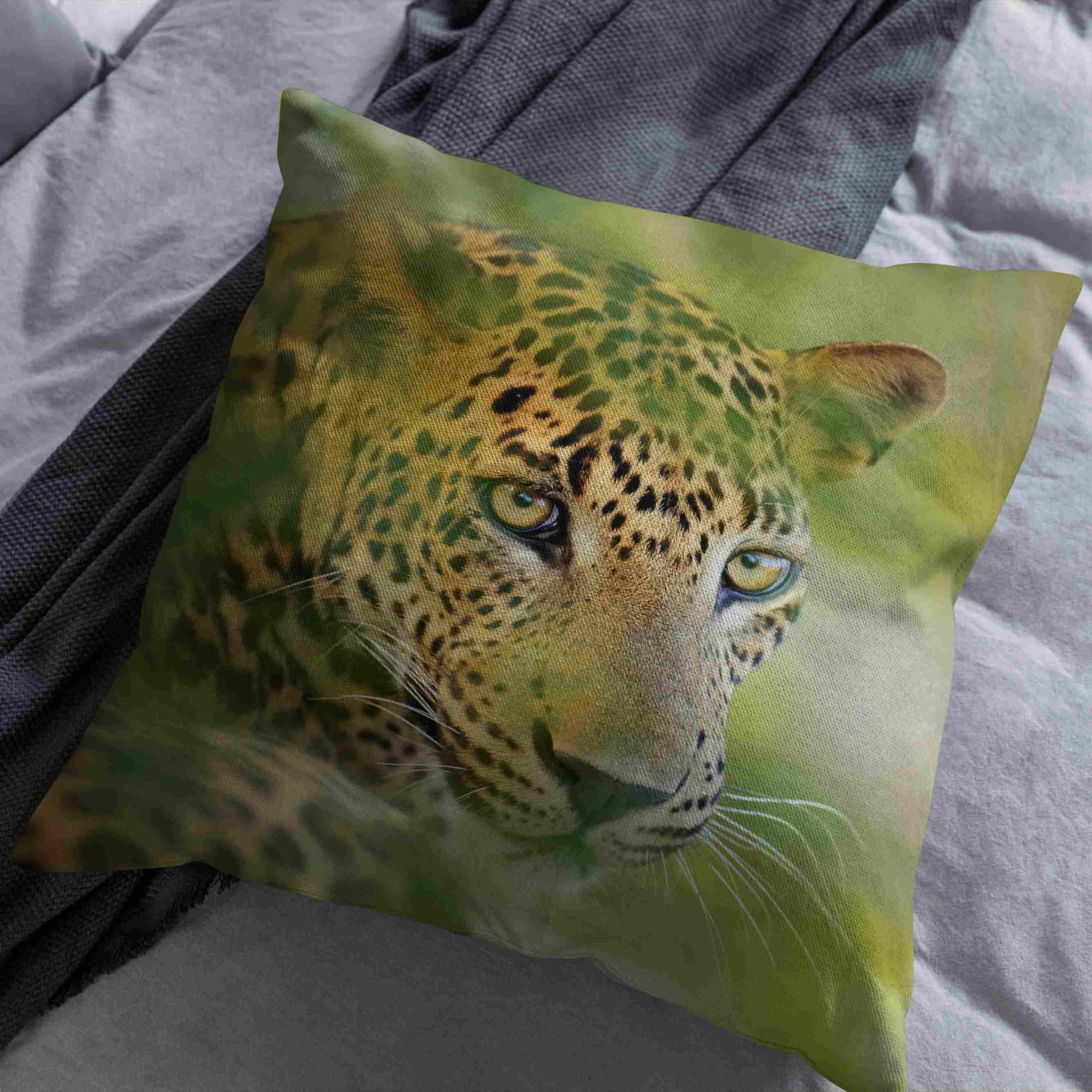 Lino Federe per Cuscini Sedie Cucina Federa Cuscino Sedia 50x50cm, Leopardo Fodere Cuscini Poltrona Copricuscino Letto Matrimoniale Divano da Salotto 4Pcs
