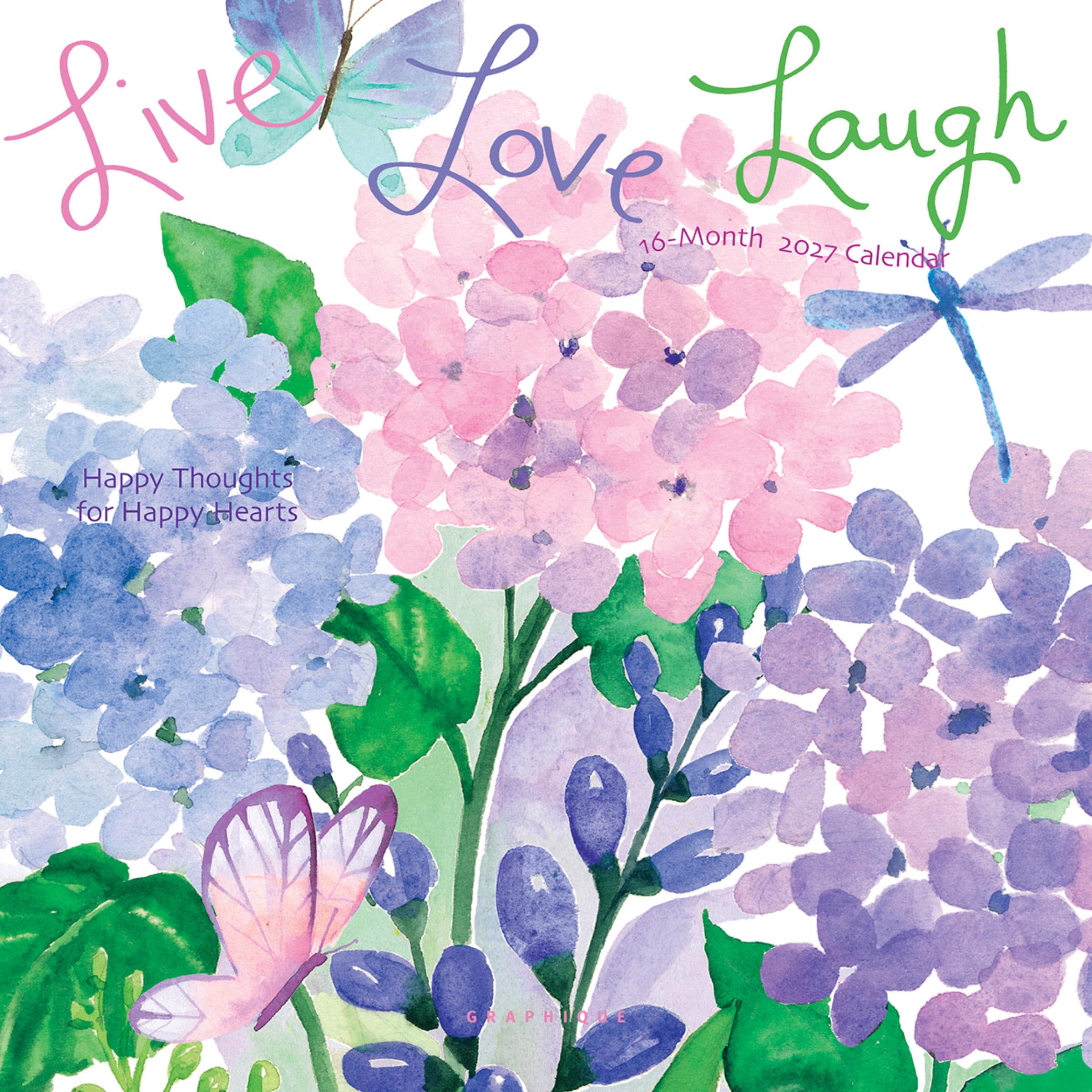 Live Laugh Love Mini 2027 Wall Calendar, 18x18cm, 4 Month 2028 Preview Page