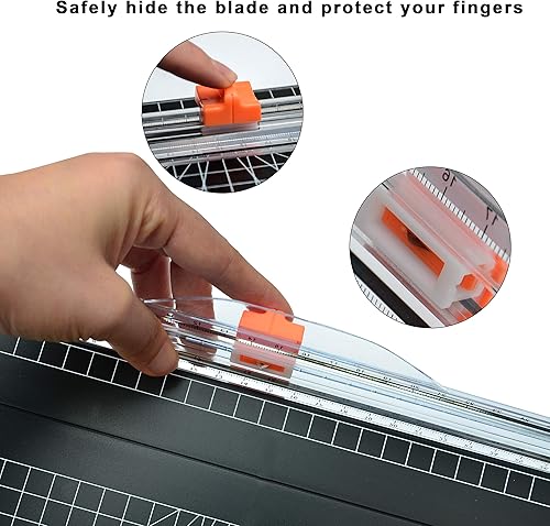 Miniatura 2 de ArtAt Cortador de papel de 12 pulgadas con hoja de seguridad retráctil, recortadora portátil A4 para cartulina, papel laminado, fotos, manualidades,