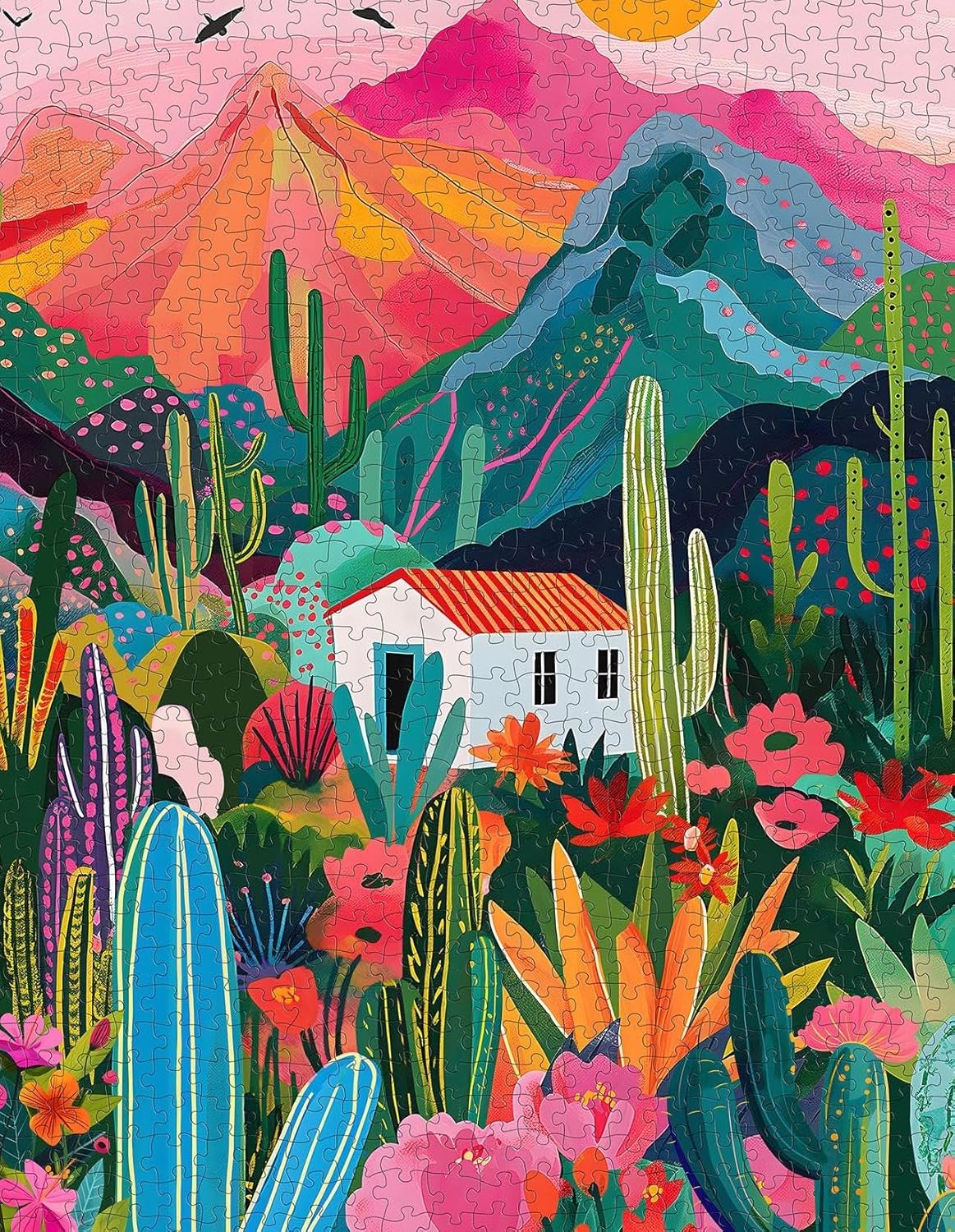 Cactus Puzzle for Adults - 1000 Piece Desert Plant & Mountain Landscape Nature Succulent Jigsaw Puzzle