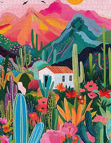 Miniatura 2 de Rompecabezas de cactus para adultos, 1000 piezas, plantas del desierto y paisaje de montaña, naturaleza suculenta, rompecabezas