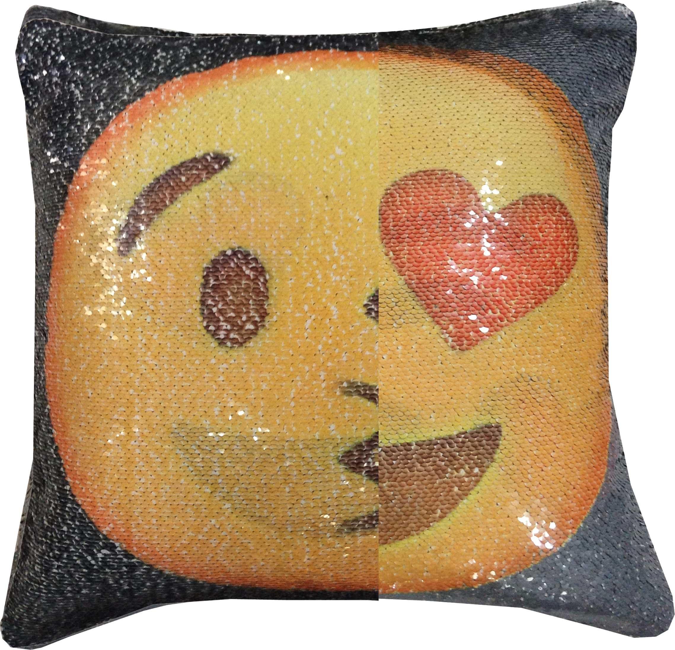 Vel. Moji Faces 2 in 1 Cushion Cover Sequins Mermaid Decorative Cushion Love Expression Kiss 43x43cms