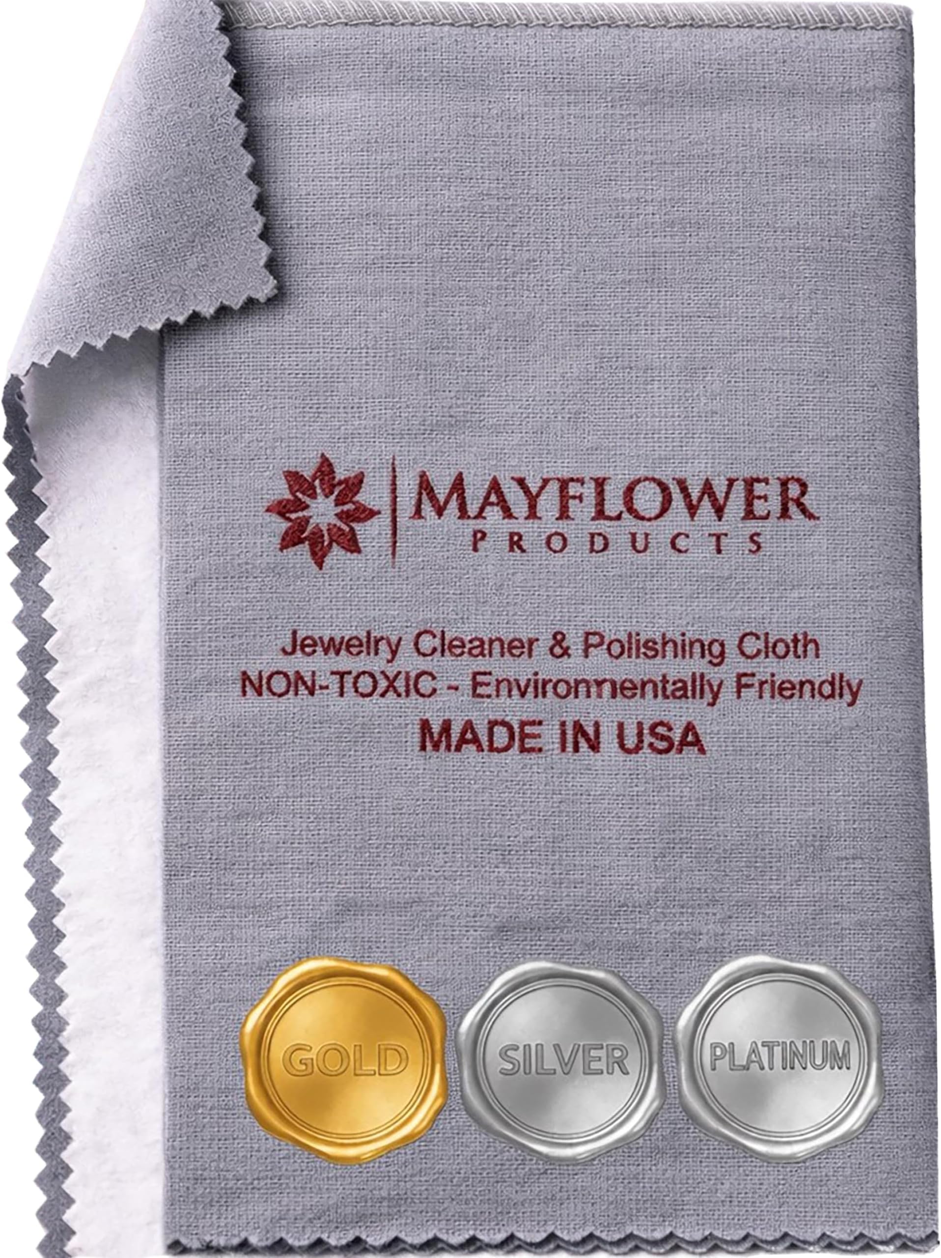 Pro Size Polishing Cleaning Cloth Made in USA for Gold, Silver, Platinum. Pure Cotton Eco Friendly Tarnish Remover Cleaner Large 11 x 14 Inch. Shines Jewelry Like New. Cleans Coins Watches Silverware