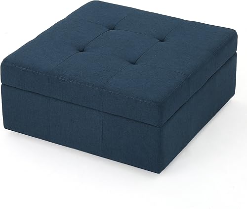 Miniatura 4 de Christopher Knight Home Chatsworth - Otomana de almacenamiento de tela, color azul marino, 30.5 pies de largo x 30.5 pies de ancho x 15.25 pies de