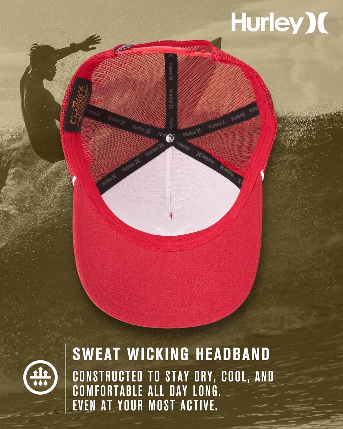 Hurley Men's Trucker Hat - High Icon Snap Back Comfortable Curved Bill with Adjustable Snap Closure - Trucker Hats for Men - Image 3