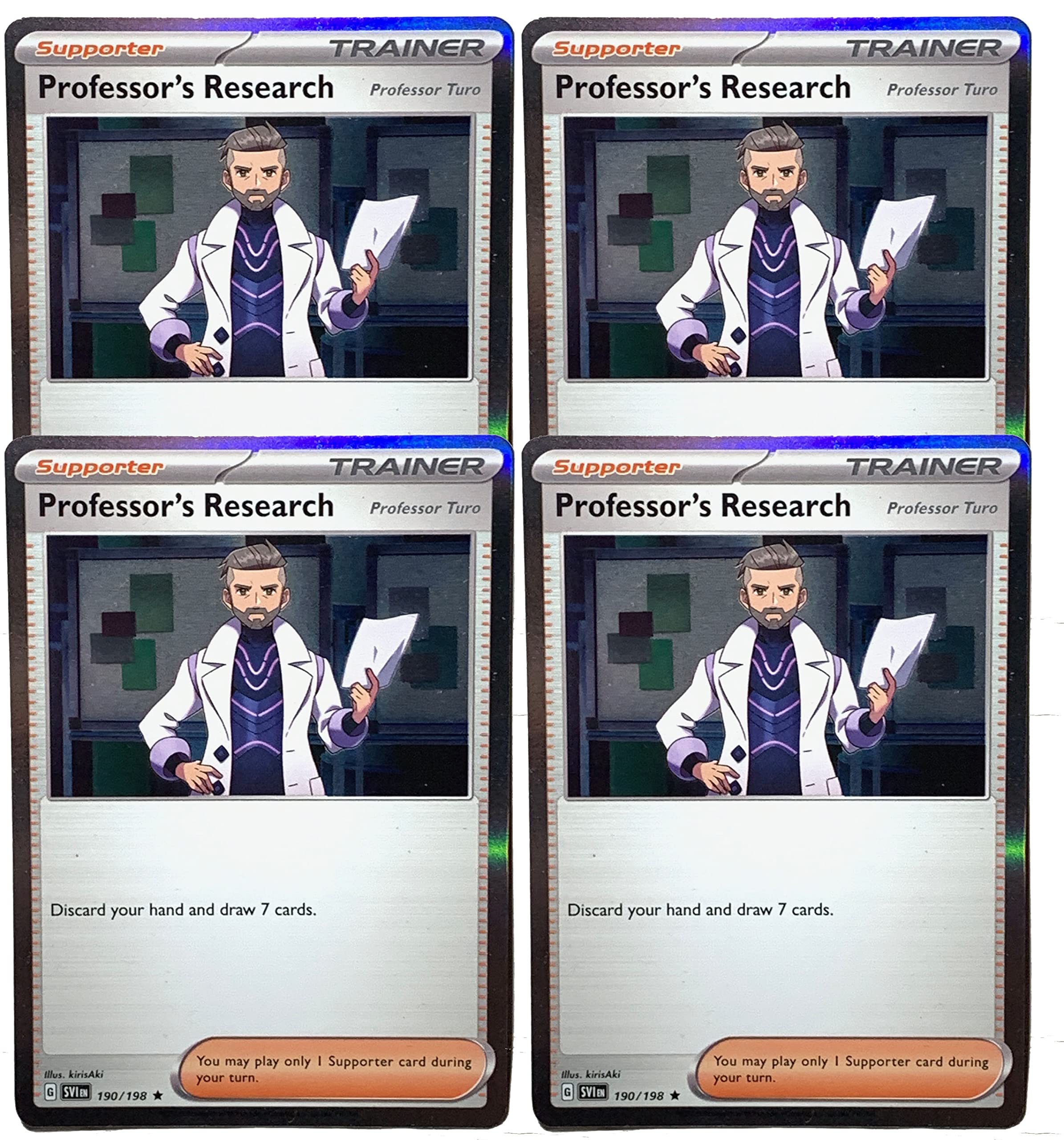 Professor's Research - Professor Turo 190/198 - Scarlet & Violet - Pokemon Trainer x4 Card Lot