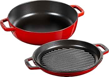 Amirda ストウブ鋳鉄 グリルパン 赤ハンドル ストウブ鋳鉄 グリルパン 大きめ 赤ハンドル