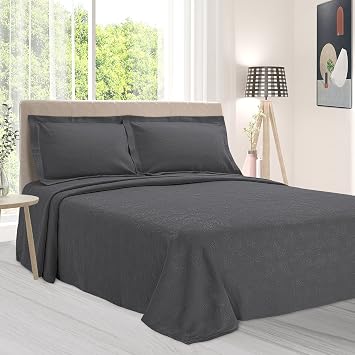BNM Oversized Paisley Matelasse Cotton Bedspread, Jacquard Weave, Soft and Breathable, All-Season, Cozy and Lightweight, Perfect for Master or Guest Bedroom, Matching Pillow Shams, Grey, Queen