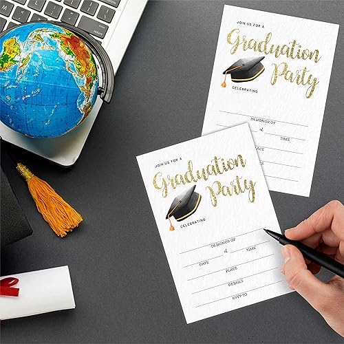 Miniatura 8 de NYCTUG Invitaciones para fiesta de graduación con sobres (paquete de 20), 4 x 6 pulgadas, papel recubierto multicolor, tecnología de impresión