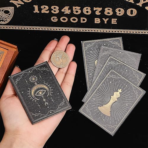 Miniatura 3 de CHGCRAFT 10 tarjetas de tarot de madera de 5 estilos, con temática de adivinación, hojas de madera rectangulares, cubierta de tarot de astrología,