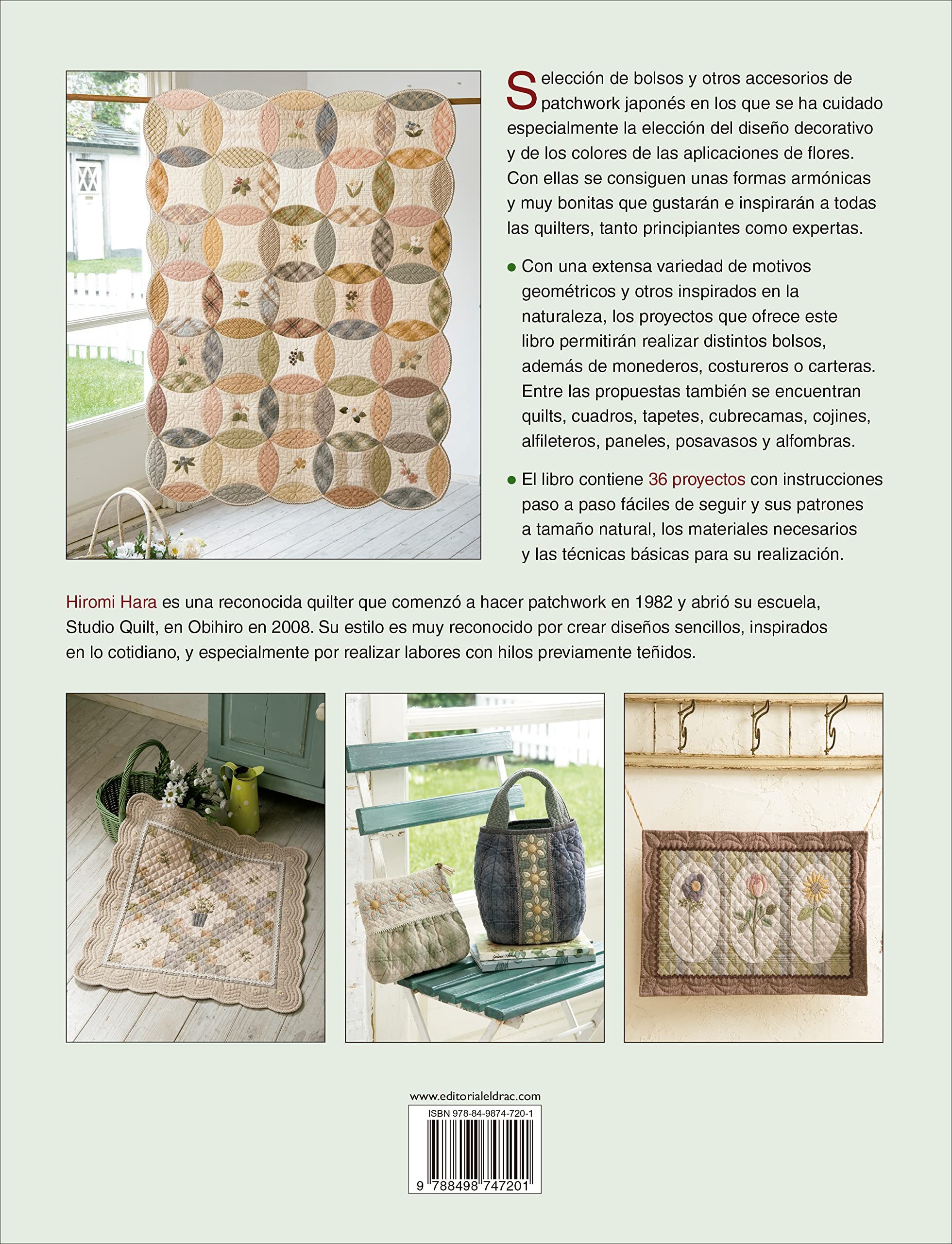 Patchwork japonés con aplicaciones de flores